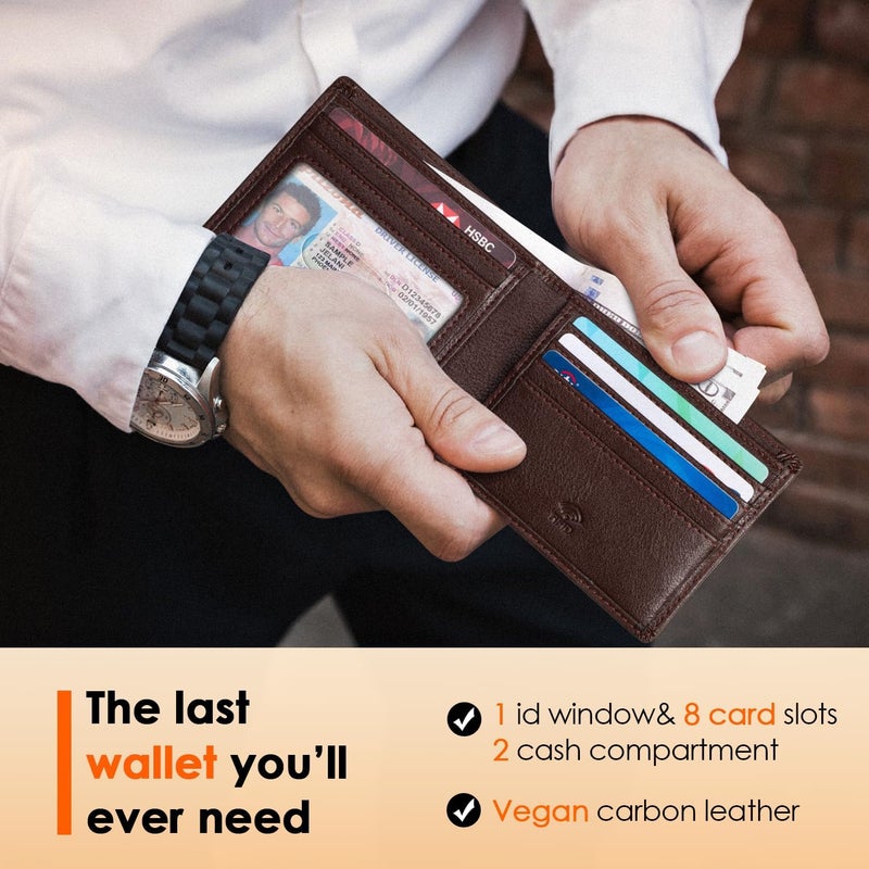 RUNBOX Wallet for Men Slim Leather Bifold RFID Blocking Minimalist Front Pocket Design with Gift Box - Image 2